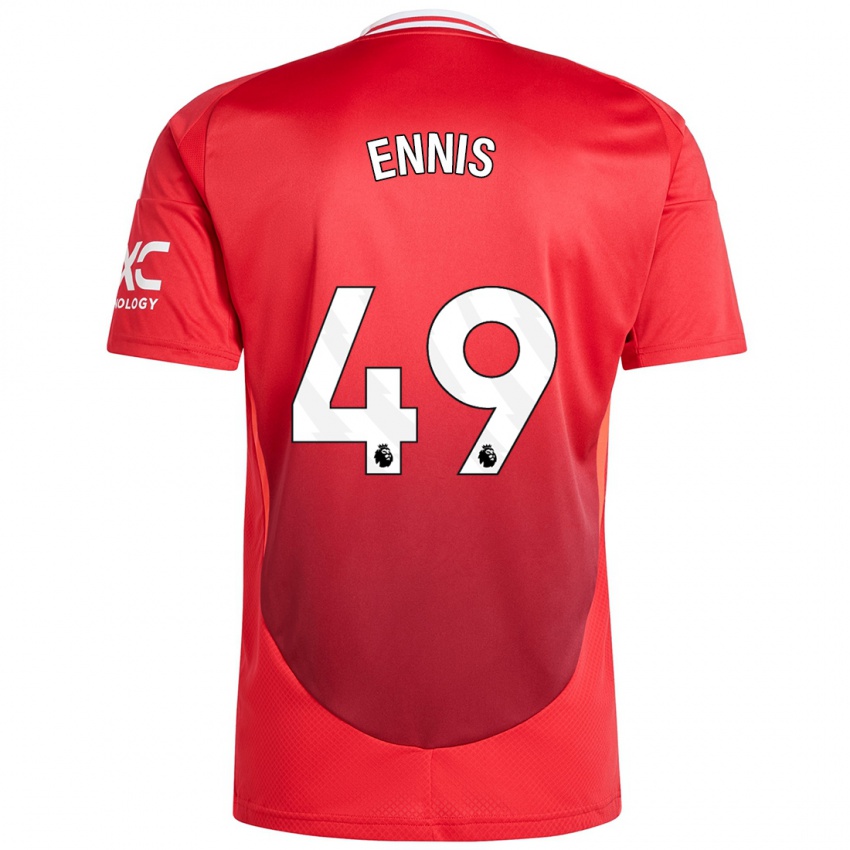 Niño Camiseta Ethan Ennis #49 Rojo Brillante 1ª Equipación 2024/25 La Camisa Perú