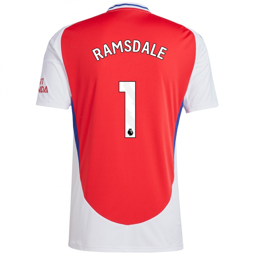 Niño Camiseta Aaron Ramsdale #1 Rojo Blanco 1ª Equipación 2024/25 La Camisa Perú