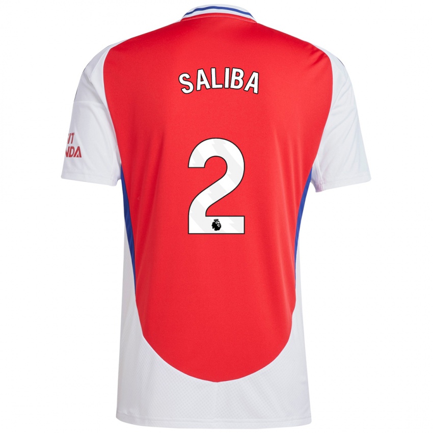 Niño Camiseta William Saliba #2 Rojo Blanco 1ª Equipación 2024/25 La Camisa Perú