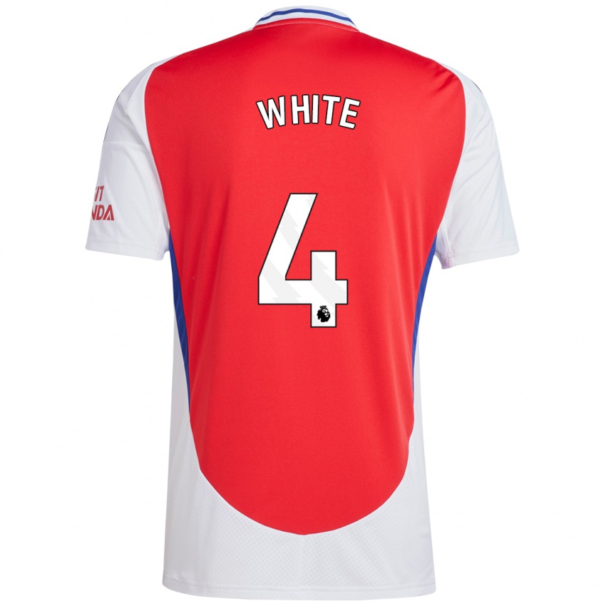 Niño Camiseta Ben White #4 Rojo Blanco 1ª Equipación 2024/25 La Camisa Perú