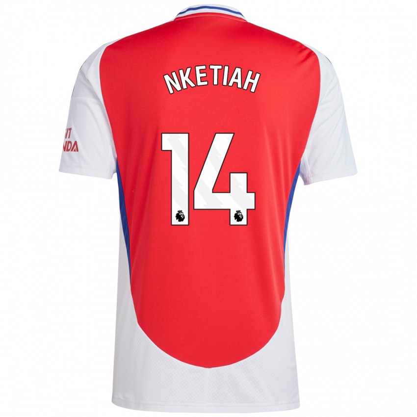 Niño Camiseta Eddie Nketiah #14 Rojo Blanco 1ª Equipación 2024/25 La Camisa Perú