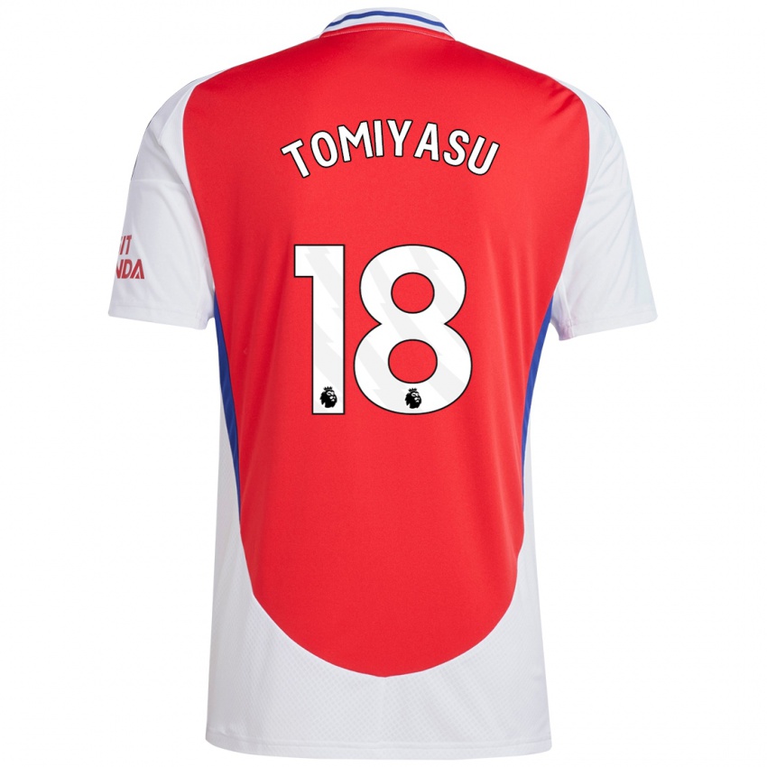 Niño Camiseta Takehiro Tomiyasu #18 Rojo Blanco 1ª Equipación 2024/25 La Camisa Perú