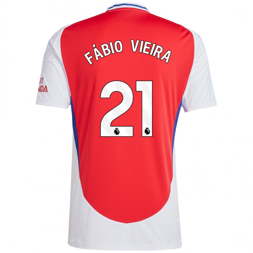 Niño Camiseta Fabio Vieira #21 Rojo Blanco 1ª Equipación 2024/25 La Camisa Perú