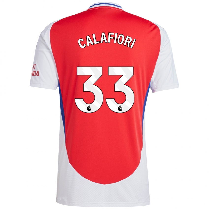 Niño Camiseta Riccardo Calafiori #33 Rojo Blanco 1ª Equipación 2024/25 La Camisa Perú