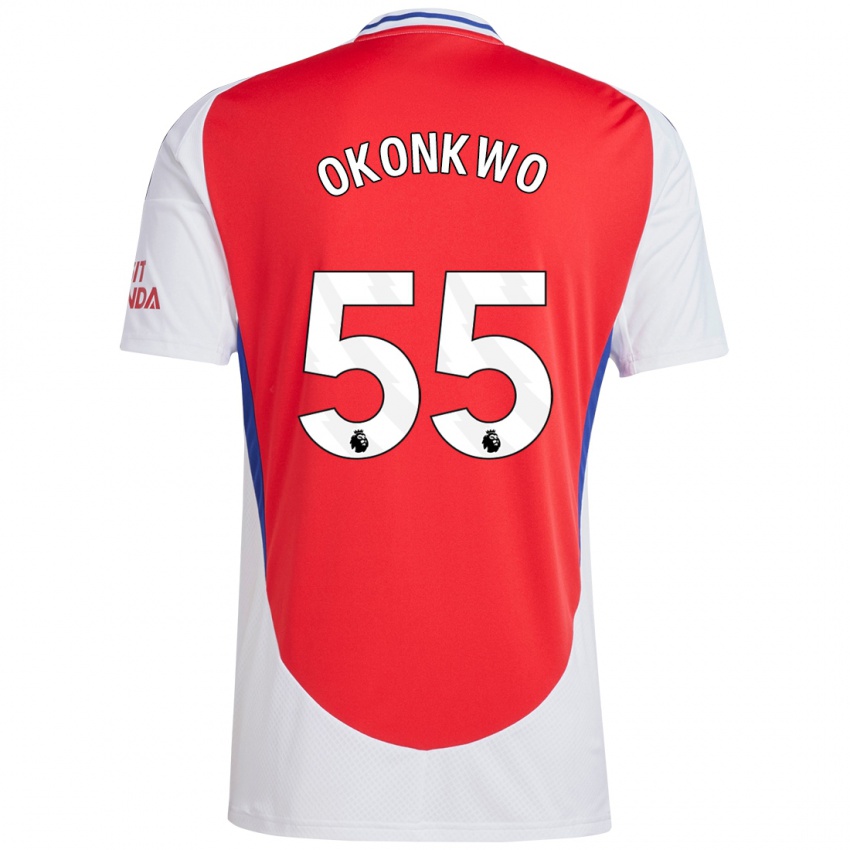 Niño Camiseta Brian Okonkwo #55 Rojo Blanco 1ª Equipación 2024/25 La Camisa Perú