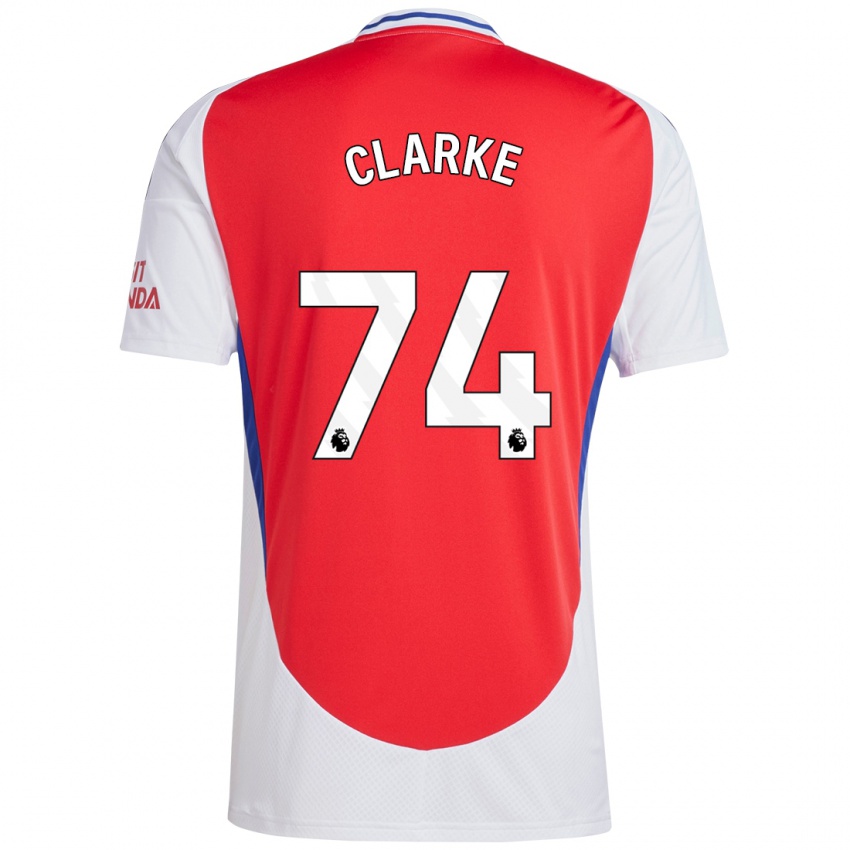 Niño Camiseta Brayden Clarke #74 Rojo Blanco 1ª Equipación 2024/25 La Camisa Perú