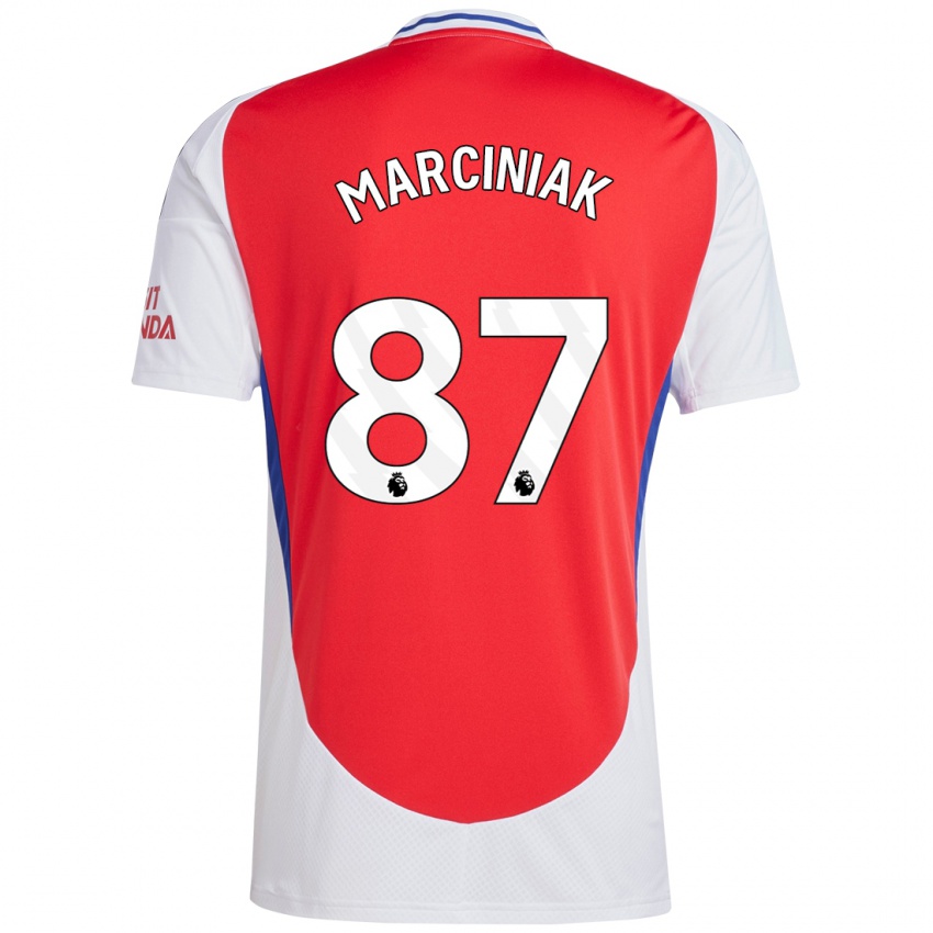 Niño Camiseta Alex Marciniak #87 Rojo Blanco 1ª Equipación 2024/25 La Camisa Perú