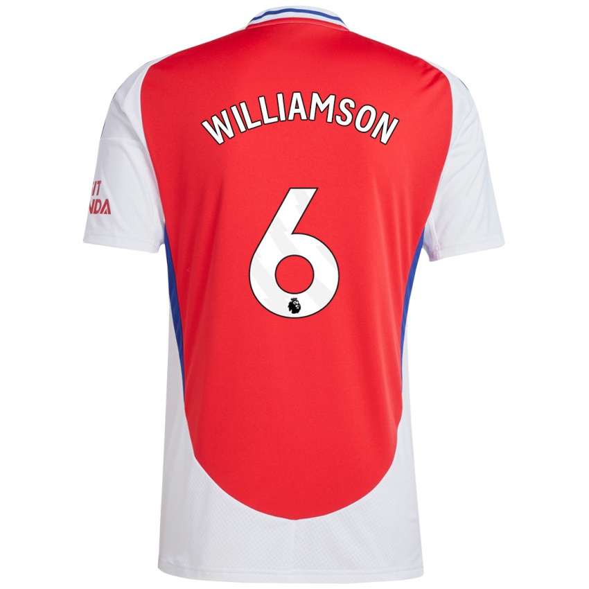 Niño Camiseta Leah Williamson #6 Rojo Blanco 1ª Equipación 2024/25 La Camisa Perú