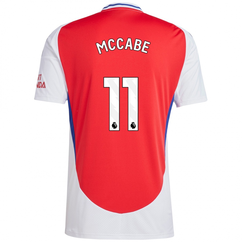 Niño Camiseta Katie Mccabe #11 Rojo Blanco 1ª Equipación 2024/25 La Camisa Perú