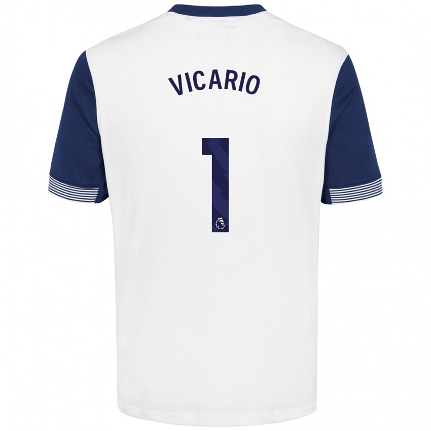 Niño Camiseta Guglielmo Vicario #1 Blanco Azul 1ª Equipación 2024/25 La Camisa Perú