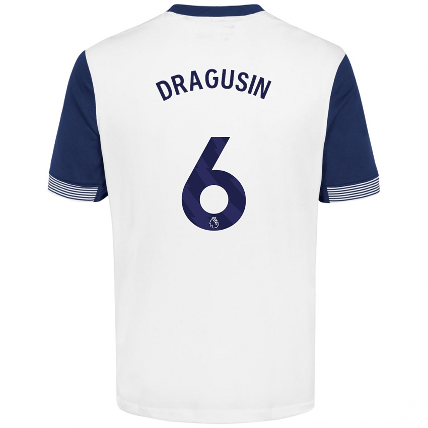 Niño Camiseta Radu Drăgușin #6 Blanco Azul 1ª Equipación 2024/25 La Camisa Perú