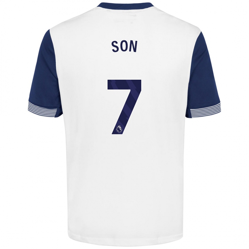 Niño Camiseta Heung-Min Son #7 Blanco Azul 1ª Equipación 2024/25 La Camisa Perú