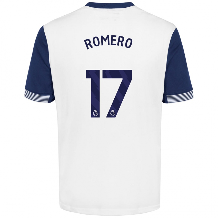 Niño Camiseta Cristian Romero #17 Blanco Azul 1ª Equipación 2024/25 La Camisa Perú