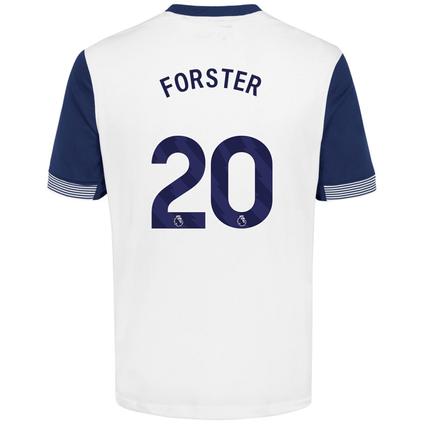 Niño Camiseta Fraser Forster #20 Blanco Azul 1ª Equipación 2024/25 La Camisa Perú