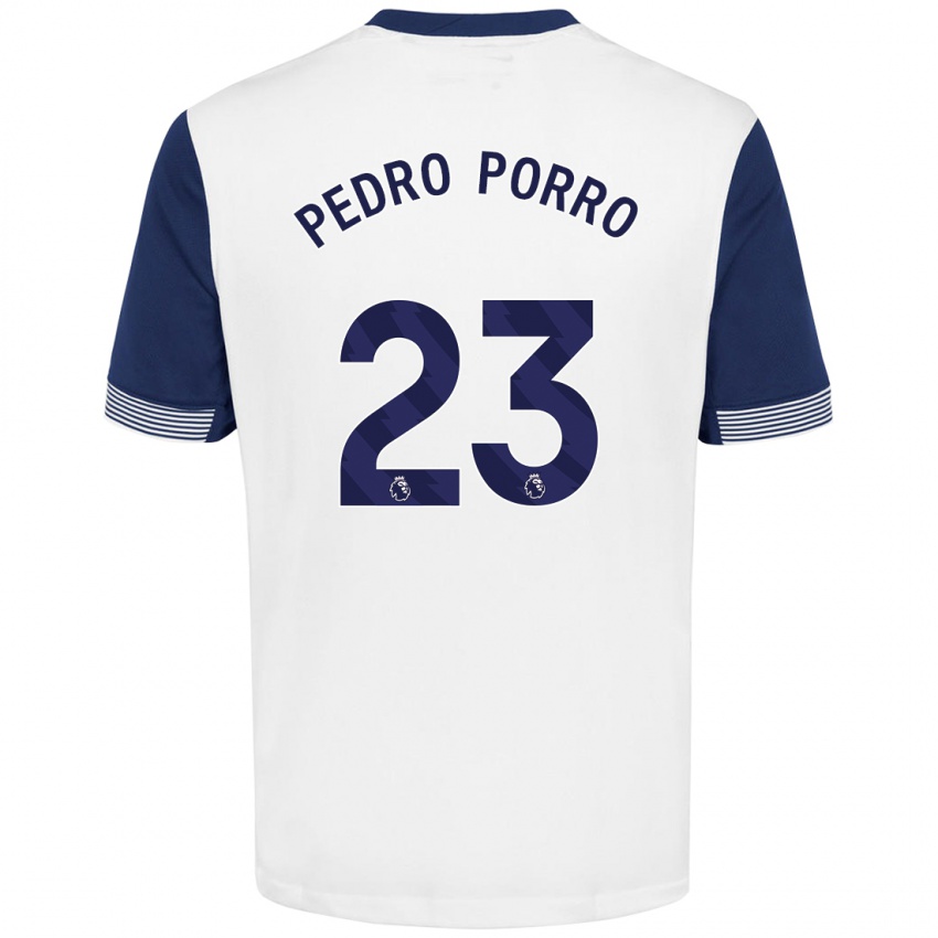 Niño Camiseta Pedro Porro #23 Blanco Azul 1ª Equipación 2024/25 La Camisa Perú