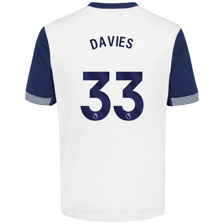 Niño Camiseta Ben Davies #33 Blanco Azul 1ª Equipación 2024/25 La Camisa Perú