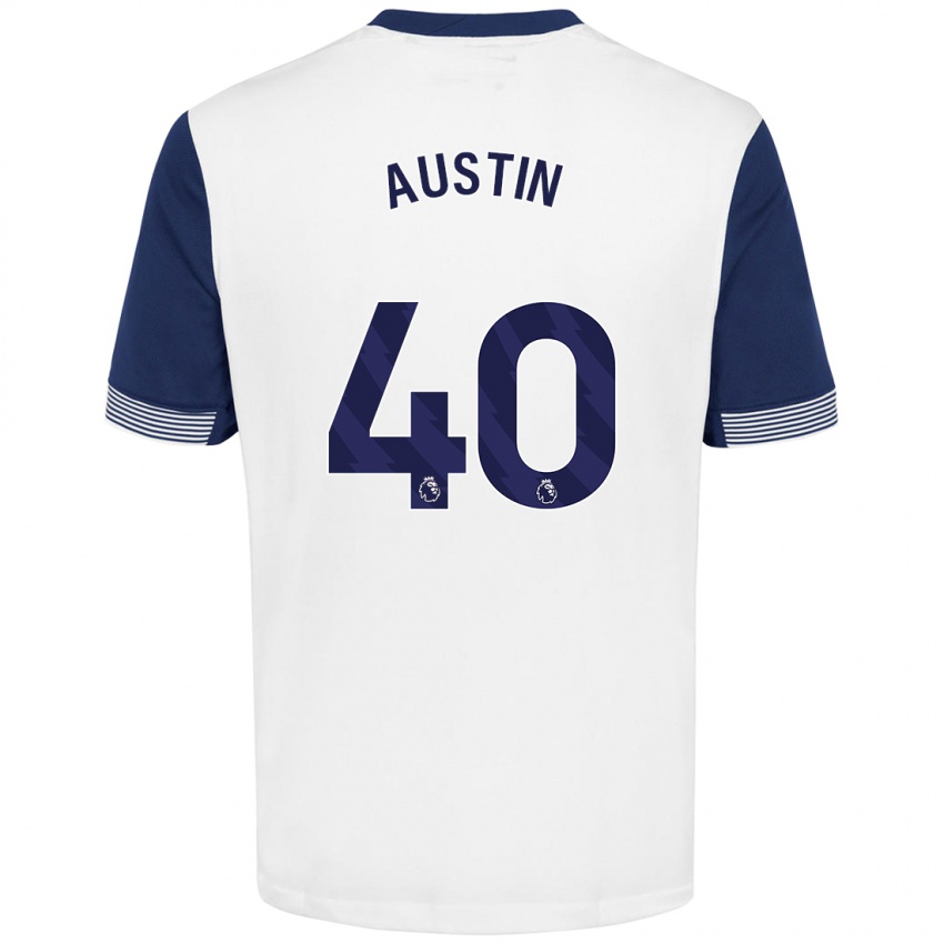 Niño Camiseta Brandon Austin #40 Blanco Azul 1ª Equipación 2024/25 La Camisa Perú