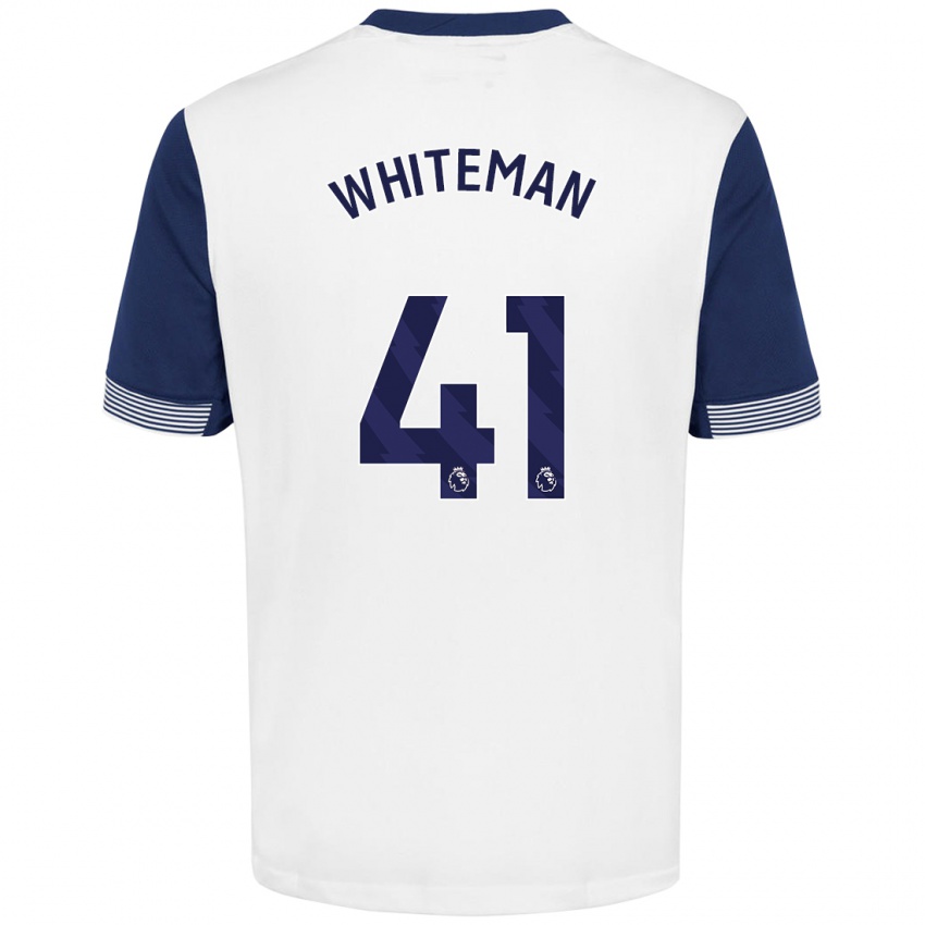 Niño Camiseta Alfie Whiteman #41 Blanco Azul 1ª Equipación 2024/25 La Camisa Perú