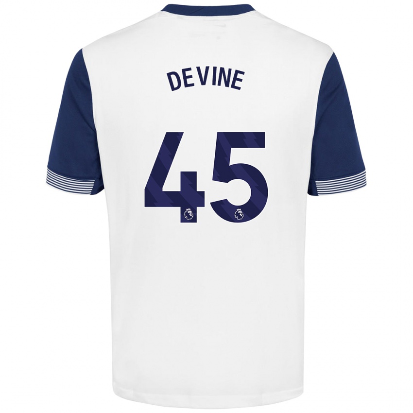 Niño Camiseta Alfie Devine #45 Blanco Azul 1ª Equipación 2024/25 La Camisa Perú