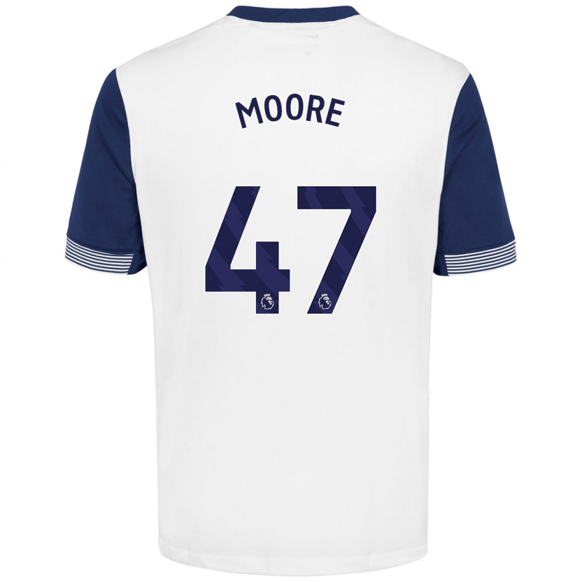 Niño Camiseta Mikey Moore #47 Blanco Azul 1ª Equipación 2024/25 La Camisa Perú