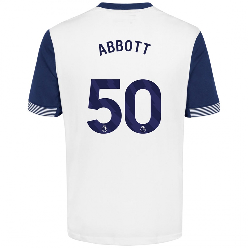 Niño Camiseta George Abbott #50 Blanco Azul 1ª Equipación 2024/25 La Camisa Perú