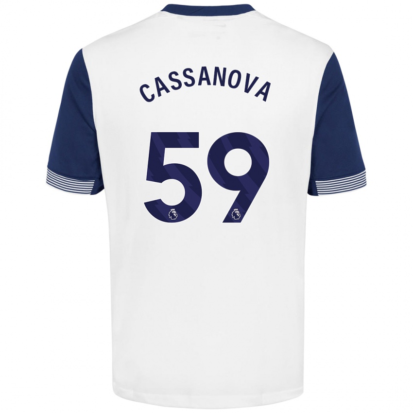 Niño Camiseta Dante Cassanova #59 Blanco Azul 1ª Equipación 2024/25 La Camisa Perú