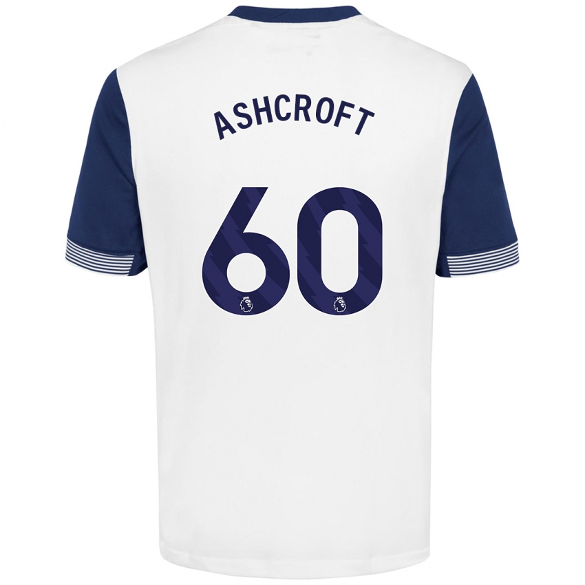 Niño Camiseta Tyrell Ashcroft #60 Blanco Azul 1ª Equipación 2024/25 La Camisa Perú