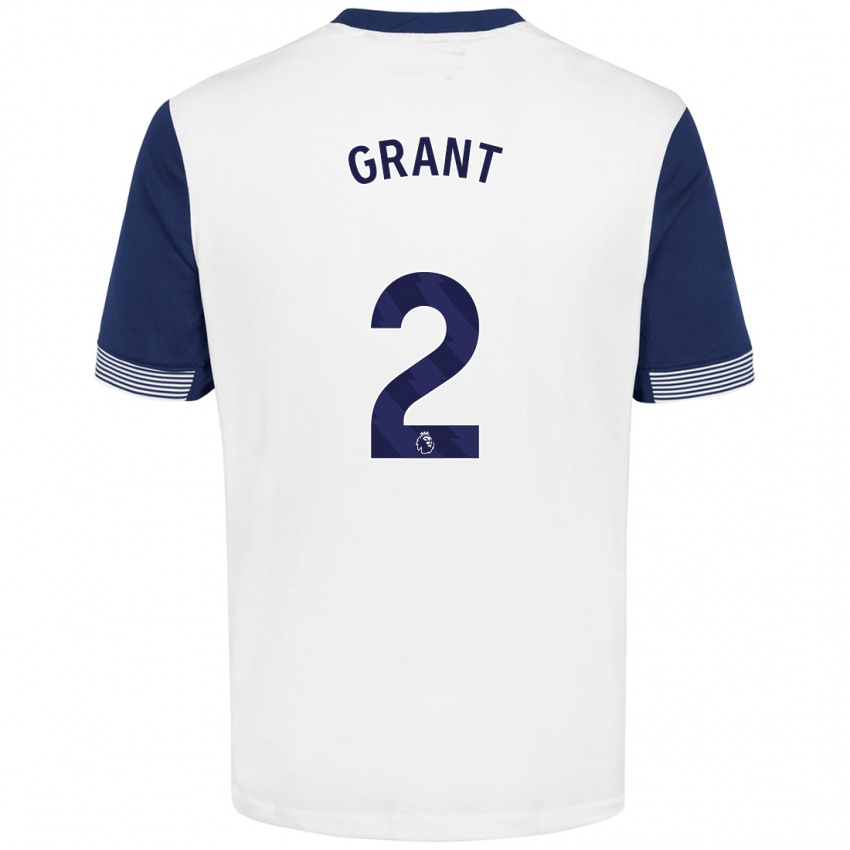 Niño Camiseta Charlotte Grant #2 Blanco Azul 1ª Equipación 2024/25 La Camisa Perú