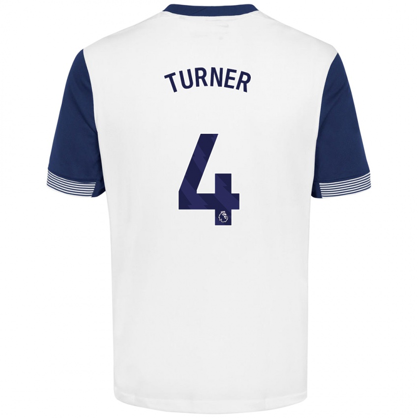 Niño Camiseta Amy Turner #4 Blanco Azul 1ª Equipación 2024/25 La Camisa Perú