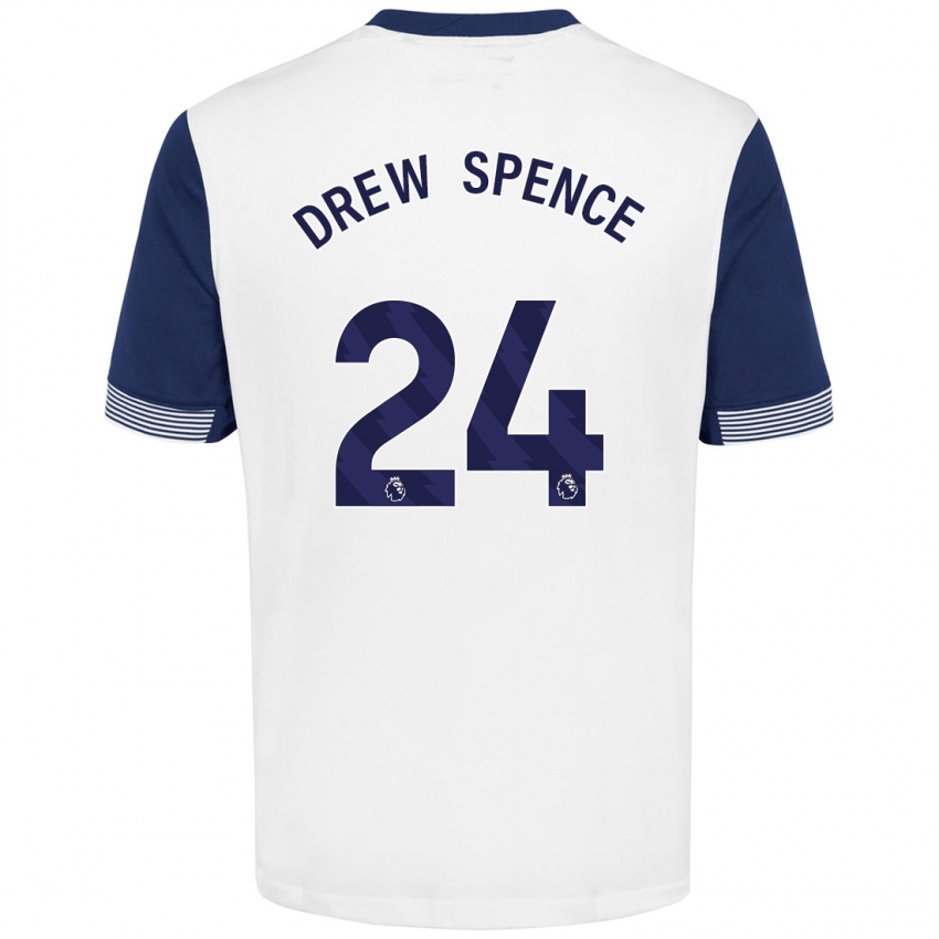 Niño Camiseta Drew Spence #24 Blanco Azul 1ª Equipación 2024/25 La Camisa Perú