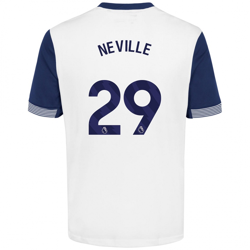 Niño Camiseta Ashleigh Neville #29 Blanco Azul 1ª Equipación 2024/25 La Camisa Perú