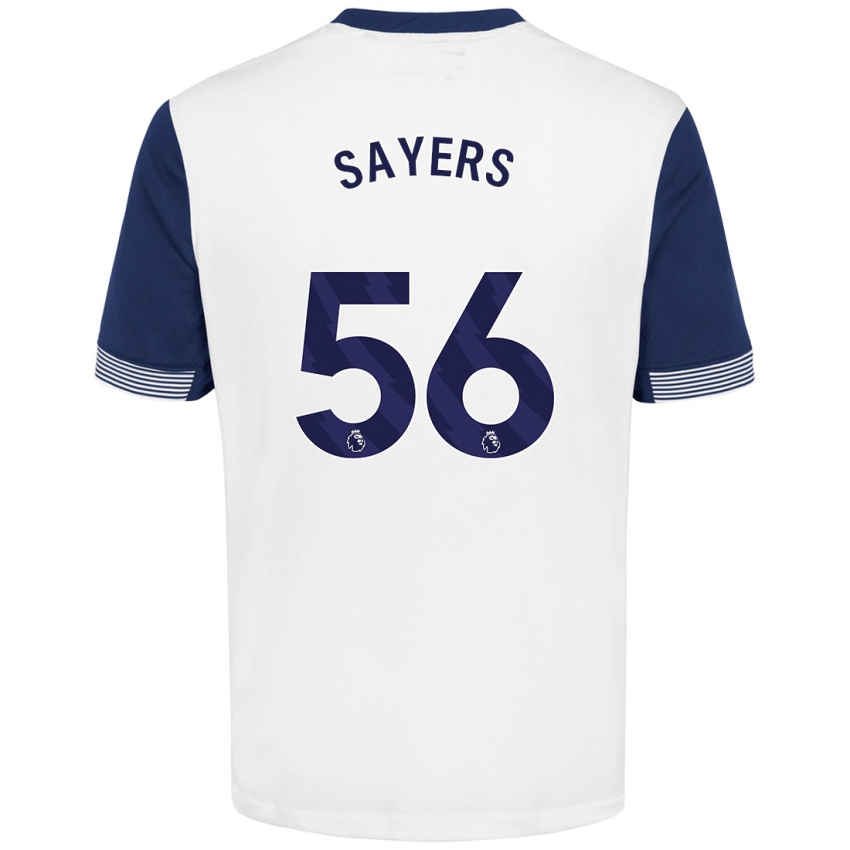 Niño Camiseta Charlie Sayers #56 Blanco Azul 1ª Equipación 2024/25 La Camisa Perú