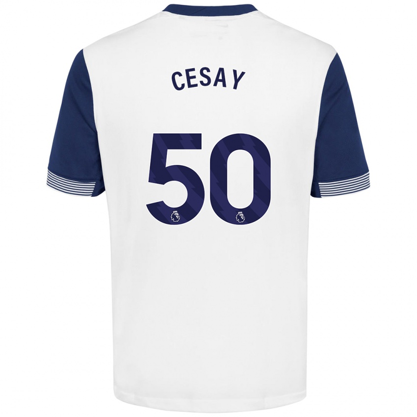 Niño Camiseta Kallum Cesay #50 Blanco Azul 1ª Equipación 2024/25 La Camisa Perú