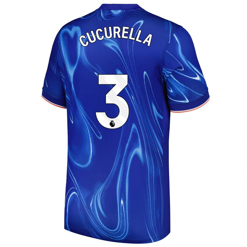 Niño Camiseta Marc Cucurella #3 Azul Blanco 1ª Equipación 2024/25 La Camisa Perú