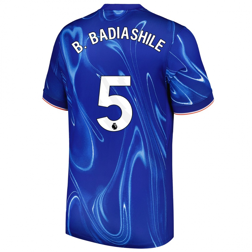 Niño Camiseta Benoît Badiashile #5 Azul Blanco 1ª Equipación 2024/25 La Camisa Perú