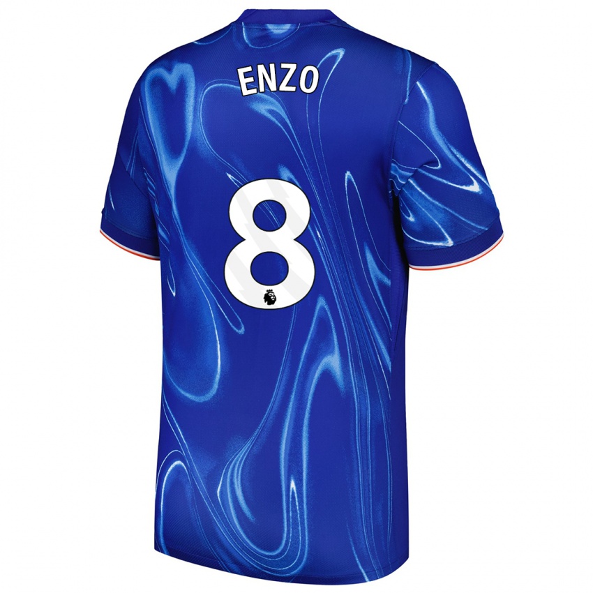 Niño Camiseta Enzo Fernández #8 Azul Blanco 1ª Equipación 2024/25 La Camisa Perú