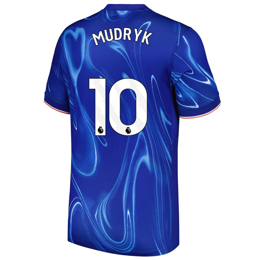 Niño Camiseta Mykhaylo Mudryk #10 Azul Blanco 1ª Equipación 2024/25 La Camisa Perú