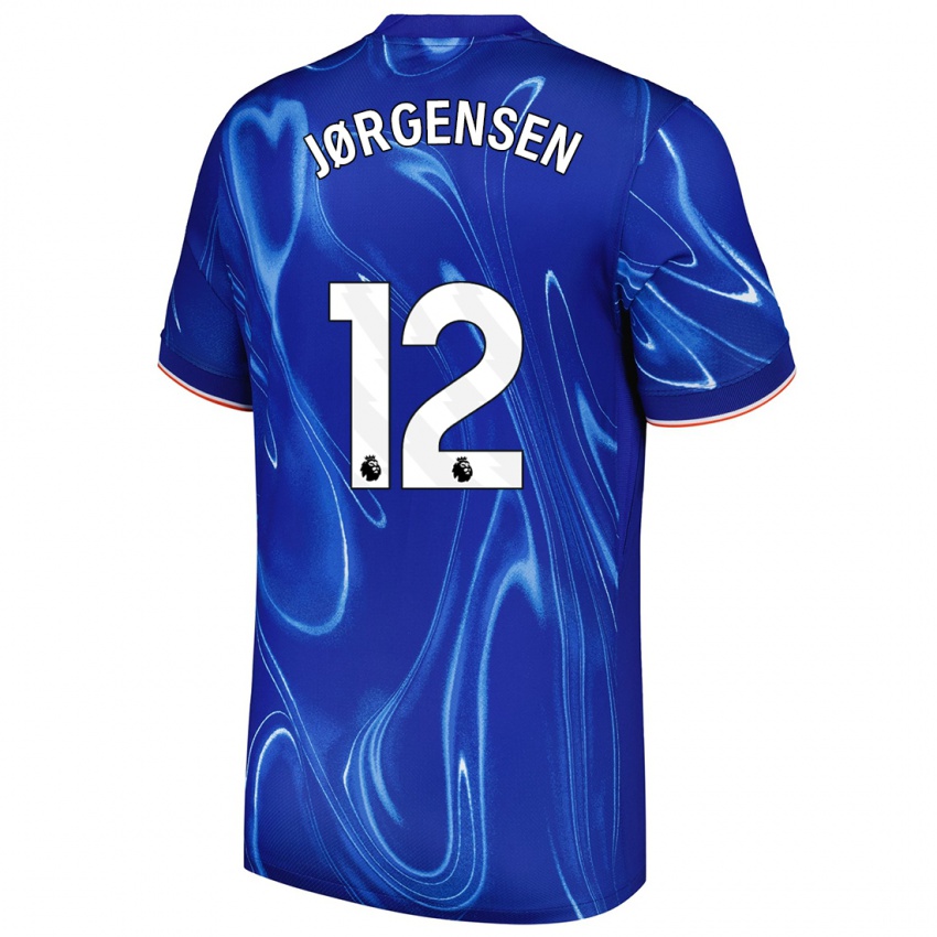 Niño Camiseta Filip Jørgensen #12 Azul Blanco 1ª Equipación 2024/25 La Camisa Perú