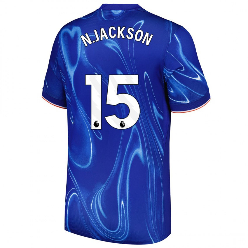 Niño Camiseta Nicolas Jackson #15 Azul Blanco 1ª Equipación 2024/25 La Camisa Perú