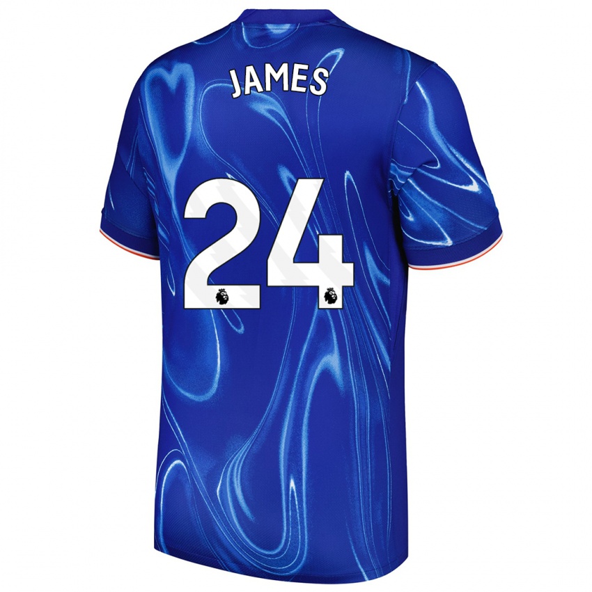 Niño Camiseta Reece James #24 Azul Blanco 1ª Equipación 2024/25 La Camisa Perú