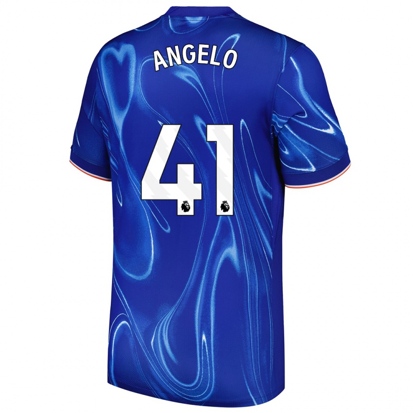 Niño Camiseta Ângelo #41 Azul Blanco 1ª Equipación 2024/25 La Camisa Perú