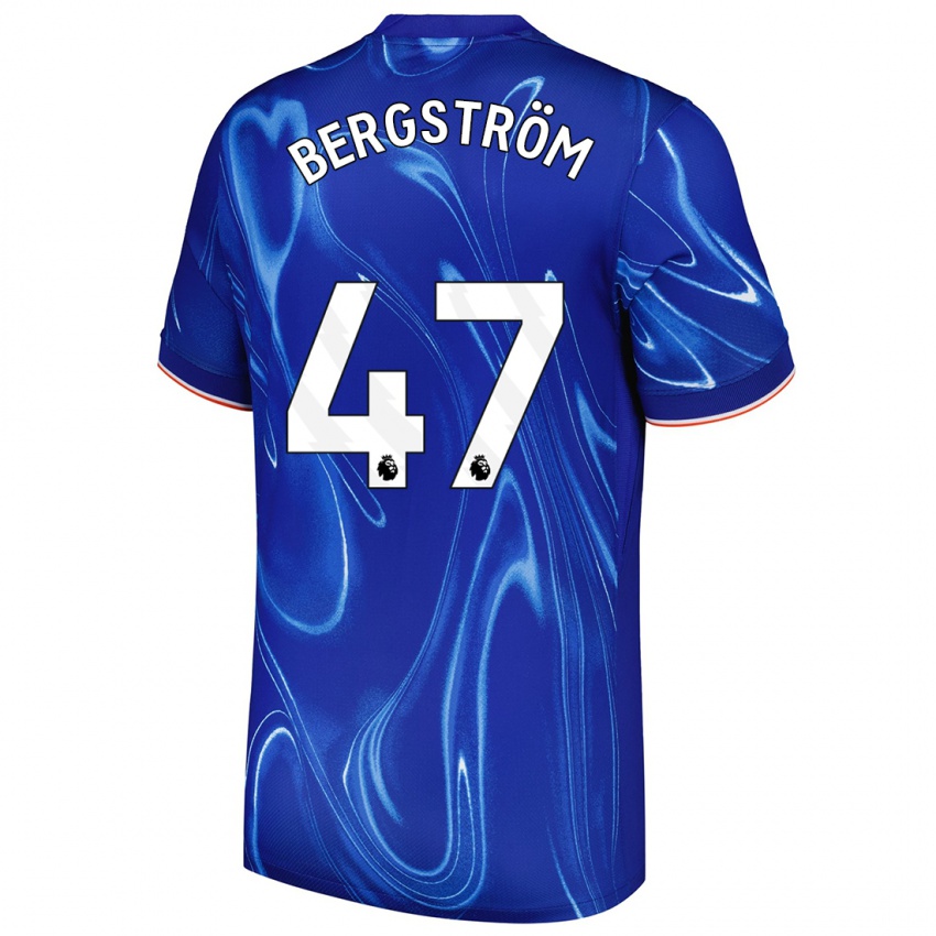 Niño Camiseta Lucas Bergström #47 Azul Blanco 1ª Equipación 2024/25 La Camisa Perú