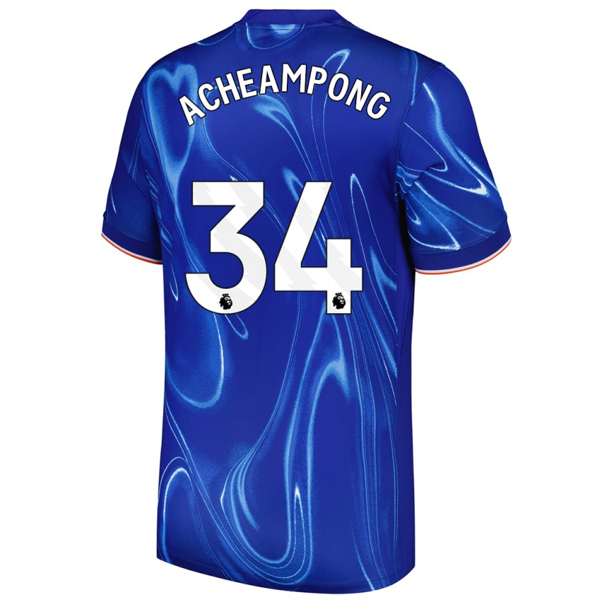 Niño Camiseta Josh Acheampong #34 Azul Blanco 1ª Equipación 2024/25 La Camisa Perú