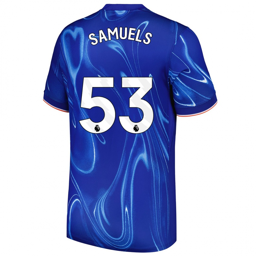 Niño Camiseta Ishé Samuels-Smith #53 Azul Blanco 1ª Equipación 2024/25 La Camisa Perú