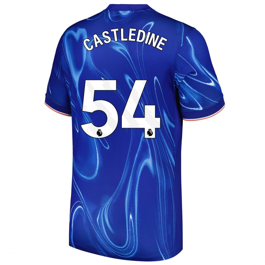 Niño Camiseta Leo Castledine #54 Azul Blanco 1ª Equipación 2024/25 La Camisa Perú