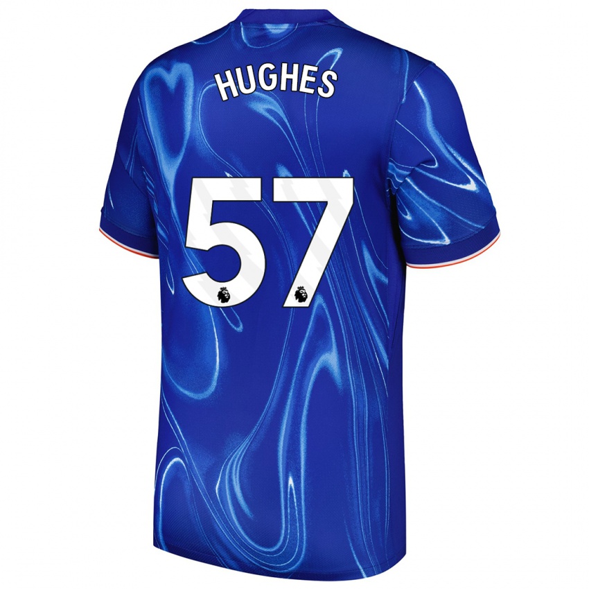 Niño Camiseta Brodi Hughes #57 Azul Blanco 1ª Equipación 2024/25 La Camisa Perú