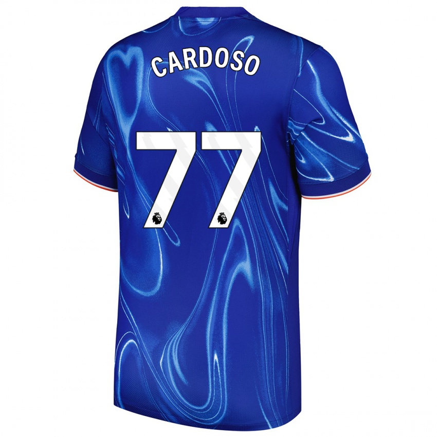 Niño Camiseta Leo Cardoso #77 Azul Blanco 1ª Equipación 2024/25 La Camisa Perú