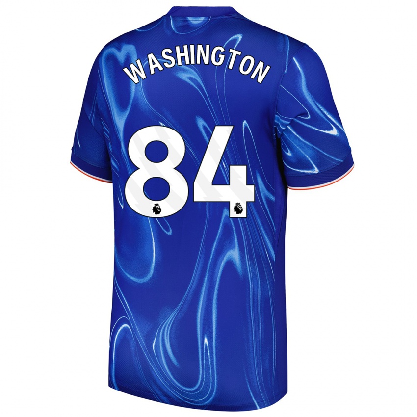 Niño Camiseta Marcell Washington #84 Azul Blanco 1ª Equipación 2024/25 La Camisa Perú