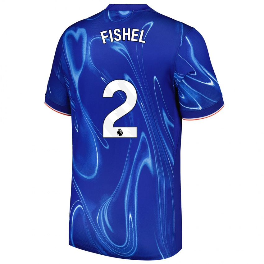 Niño Camiseta Mia Fishel #2 Azul Blanco 1ª Equipación 2024/25 La Camisa Perú