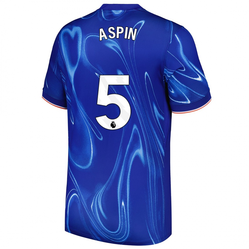 Niño Camiseta Brooke Aspin #5 Azul Blanco 1ª Equipación 2024/25 La Camisa Perú